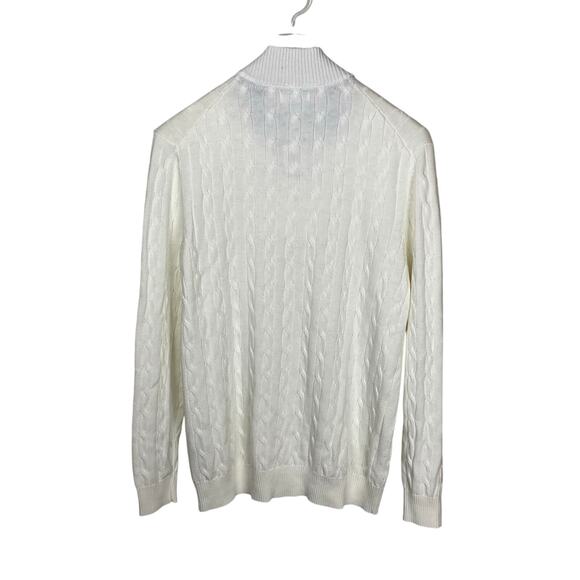 Club Room Off White Quarter Zip Cotton Blend Cable Knit Sweater Men’s XL NWT - Picture 3 of 7